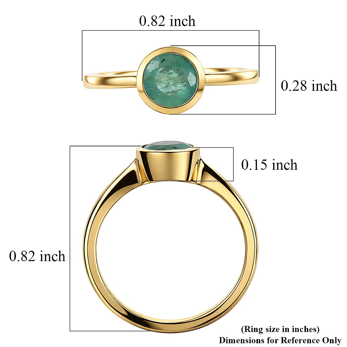 D'Joy Kagem Zambian Emerald 0.85 ctw Ring in 18K Vermeil Yellow Gold Over Sterling Silver (Size 8.0) image number 5