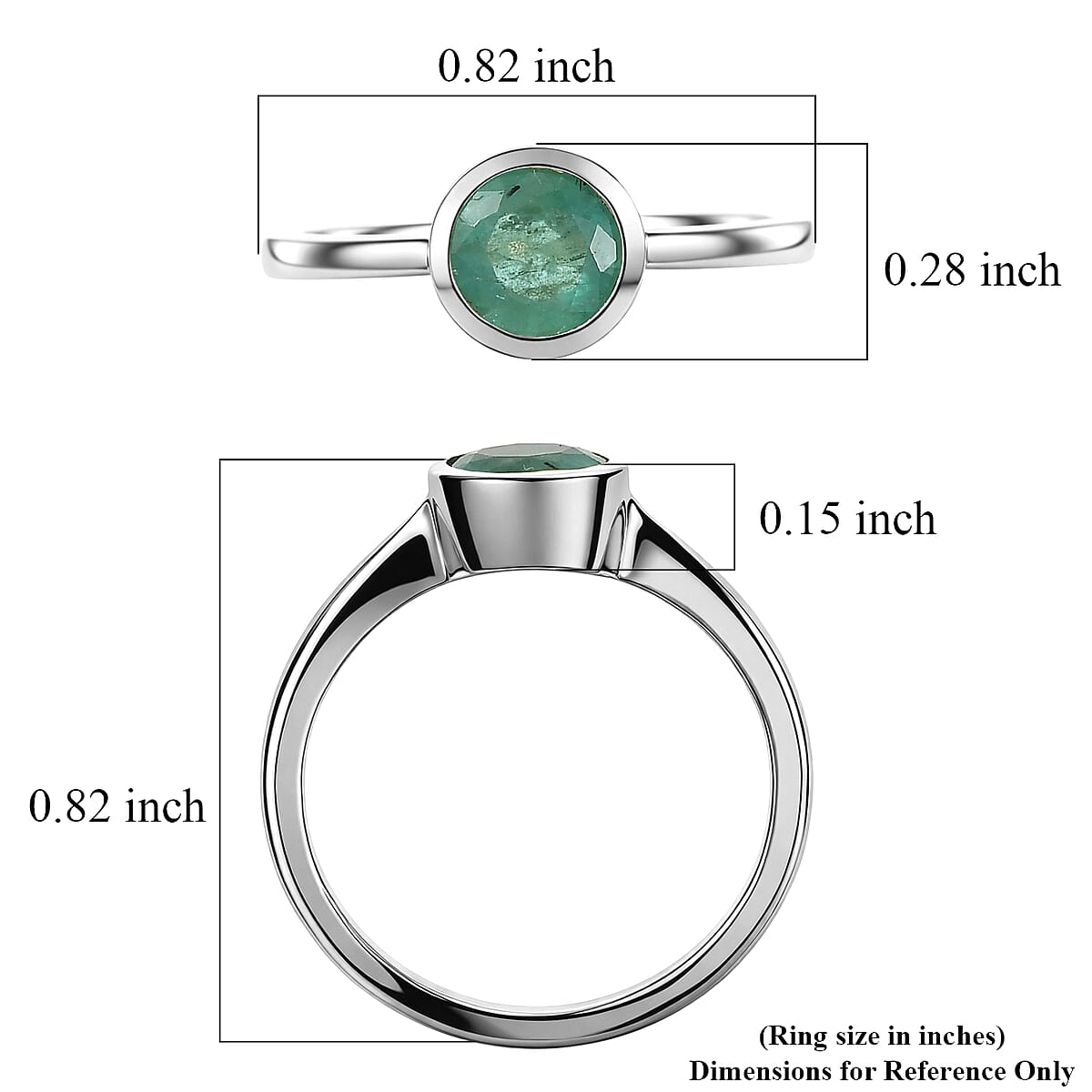 D'Joy Kagem Zambian Emerald 0.85 ctw Ring in Rhodium Over Sterling Silver (Size 10.0) image number 5