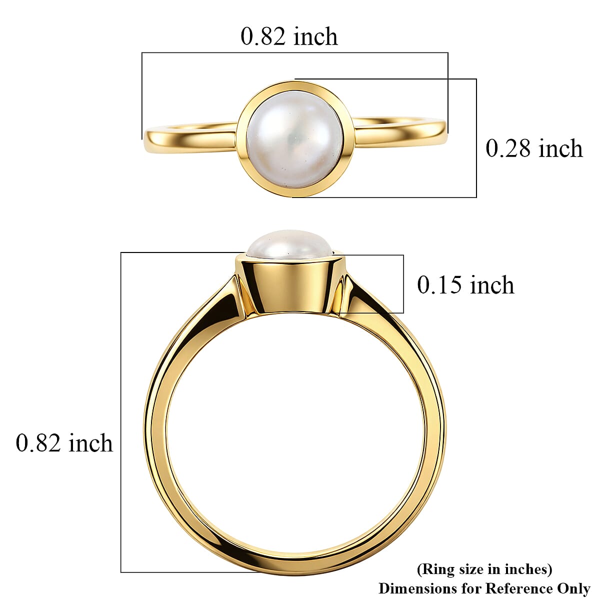 D'Joy Freshwater Pearl Ring in 18K Vermeil Yellow Gold Over Sterling Silver (Size 6.0) image number 5