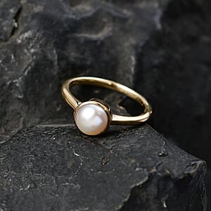 D'Joy Freshwater Pearl Ring in 18K Vermeil Yellow Gold Over Sterling Silver (Size 7.0)