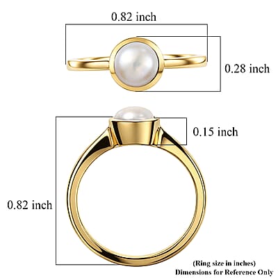 D'Joy Freshwater Pearl Ring in 18K Vermeil Yellow Gold Over Sterling Silver (Size 8.0)