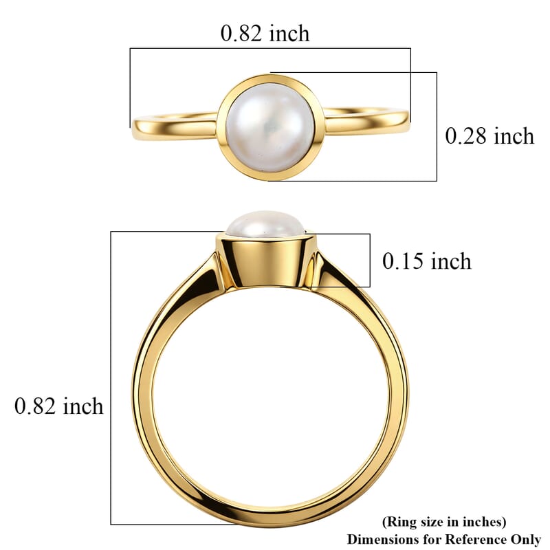 D'Joy Freshwater Pearl Ring in 18K Vermeil Yellow Gold Over Sterling Silver (Size 8.0)