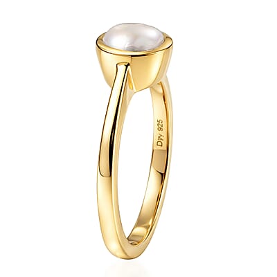 D'Joy Freshwater Pearl Ring in 18K Vermeil Yellow Gold Over Sterling Silver (Size 9.0)