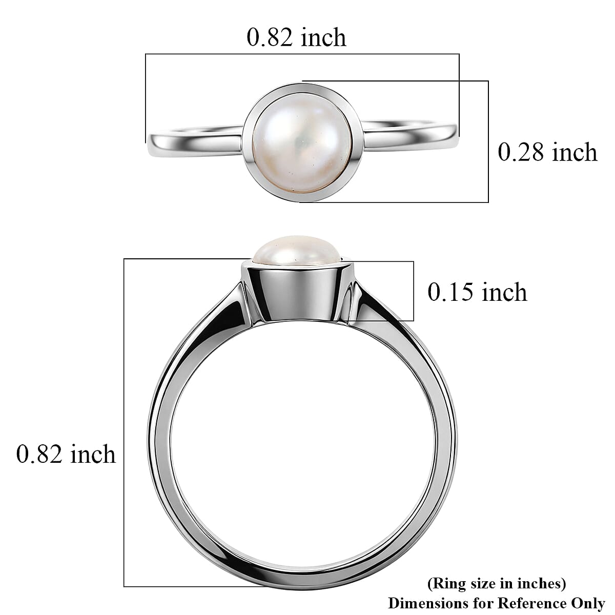 D'Joy Freshwater Pearl Ring in Rhodium Over Sterling Silver (Size 10.0) image number 5