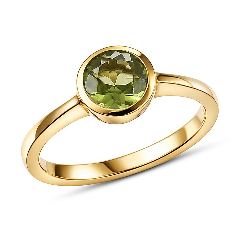 D'Joy Hebei Peridot 0.80 ctw Ring in 18K Vermeil Yellow Gold Sterling Silver (Size 7.0)