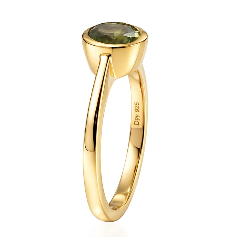 D'Joy Hebei Peridot 0.80 ctw Ring in 18K Vermeil Yellow Gold Sterling Silver (Size 8.0)