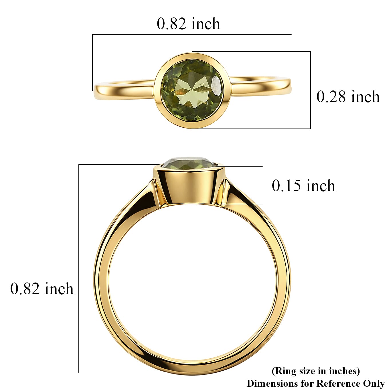 D'Joy Hebei Peridot 0.80 ctw Ring in 18K Vermeil Yellow Gold Sterling Silver (Size 8.0)