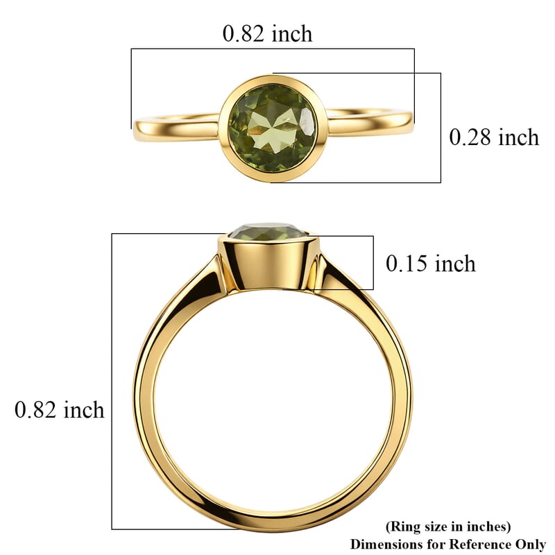 D'Joy Hebei Peridot 0.80 ctw Ring in 18K Vermeil Yellow Gold Sterling Silver (Size 8.0)