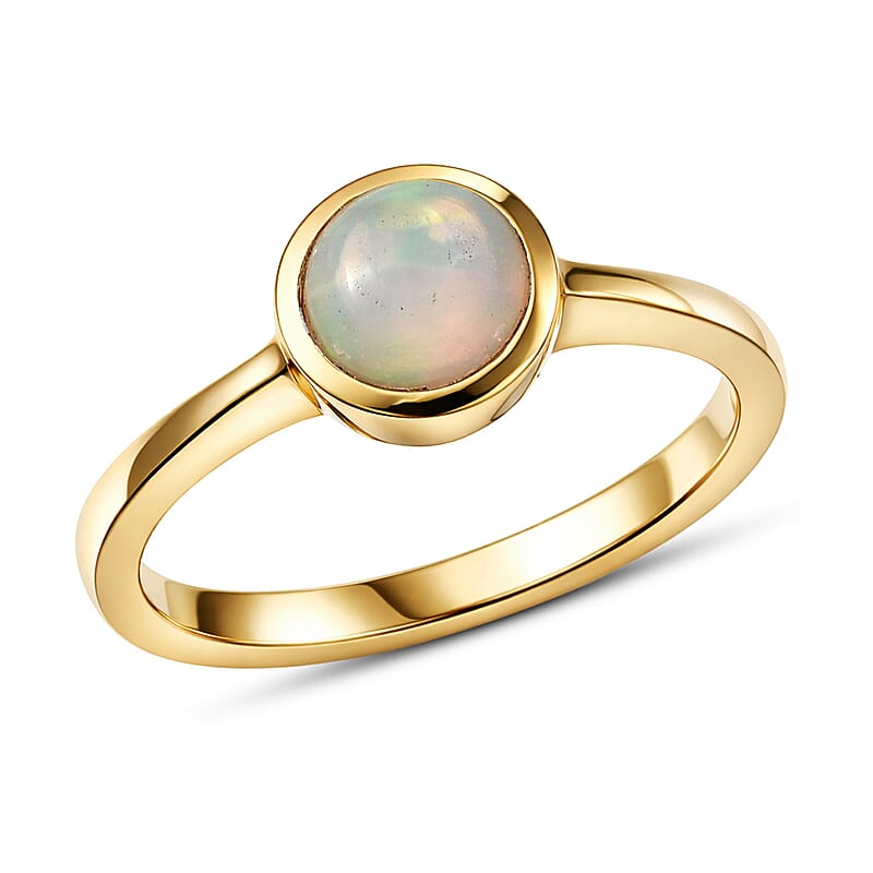 D'Joy Premium Ethiopian Welo Opal 0.65 ctw Ring in 18K Vermeil Yellow Gold Over Sterling Silver (Size 6.0)