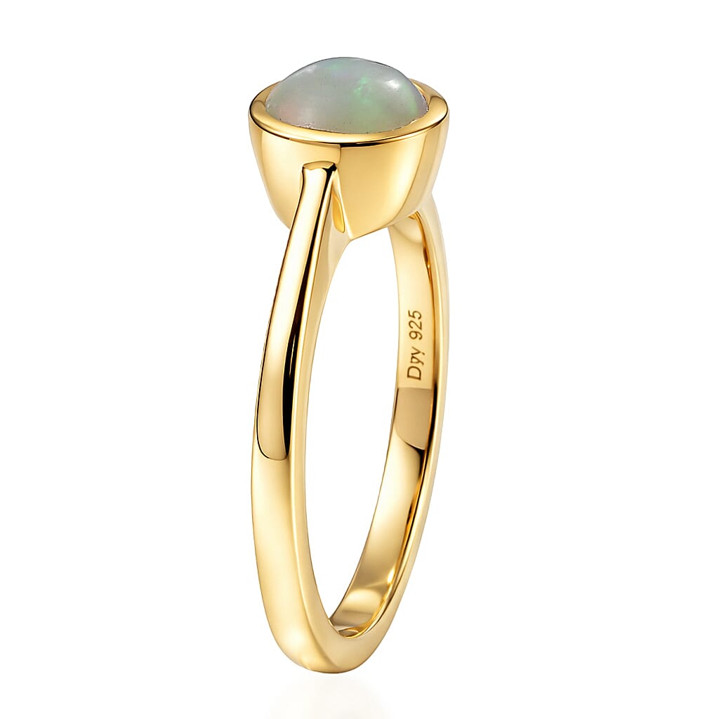 D'Joy Premium Ethiopian Welo Opal 0.65 ctw Ring in 18K Vermeil Yellow Gold Over Sterling Silver (Size 6.0)