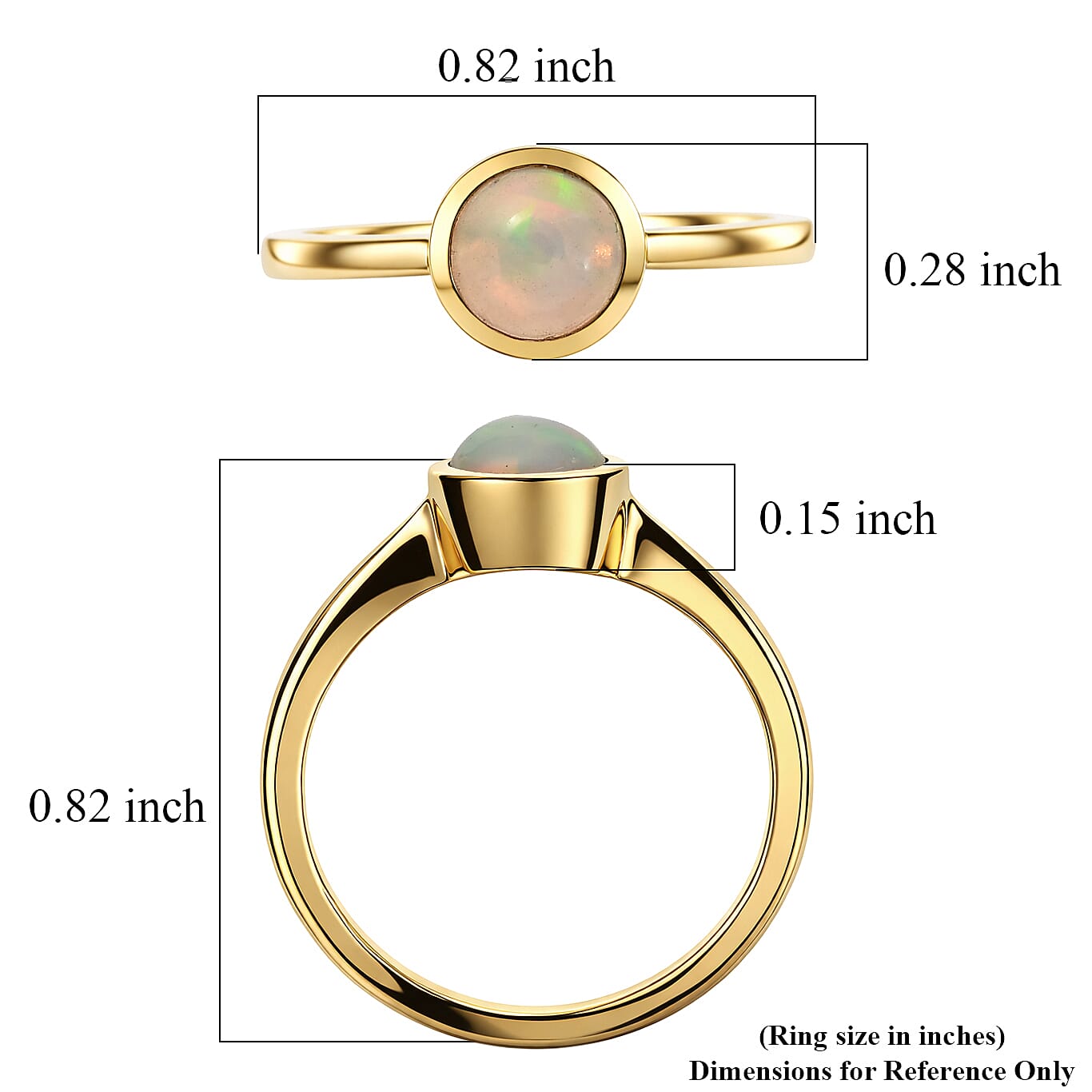 D'Joy Premium Ethiopian Welo Opal 0.65 ctw Ring in 18K Vermeil Yellow Gold Over Sterling Silver (Size 6.0)