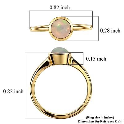 D'Joy Premium Ethiopian Welo Opal 0.65 ctw Ring in 18K Vermeil Yellow Gold Over Sterling Silver (Size 6.0)