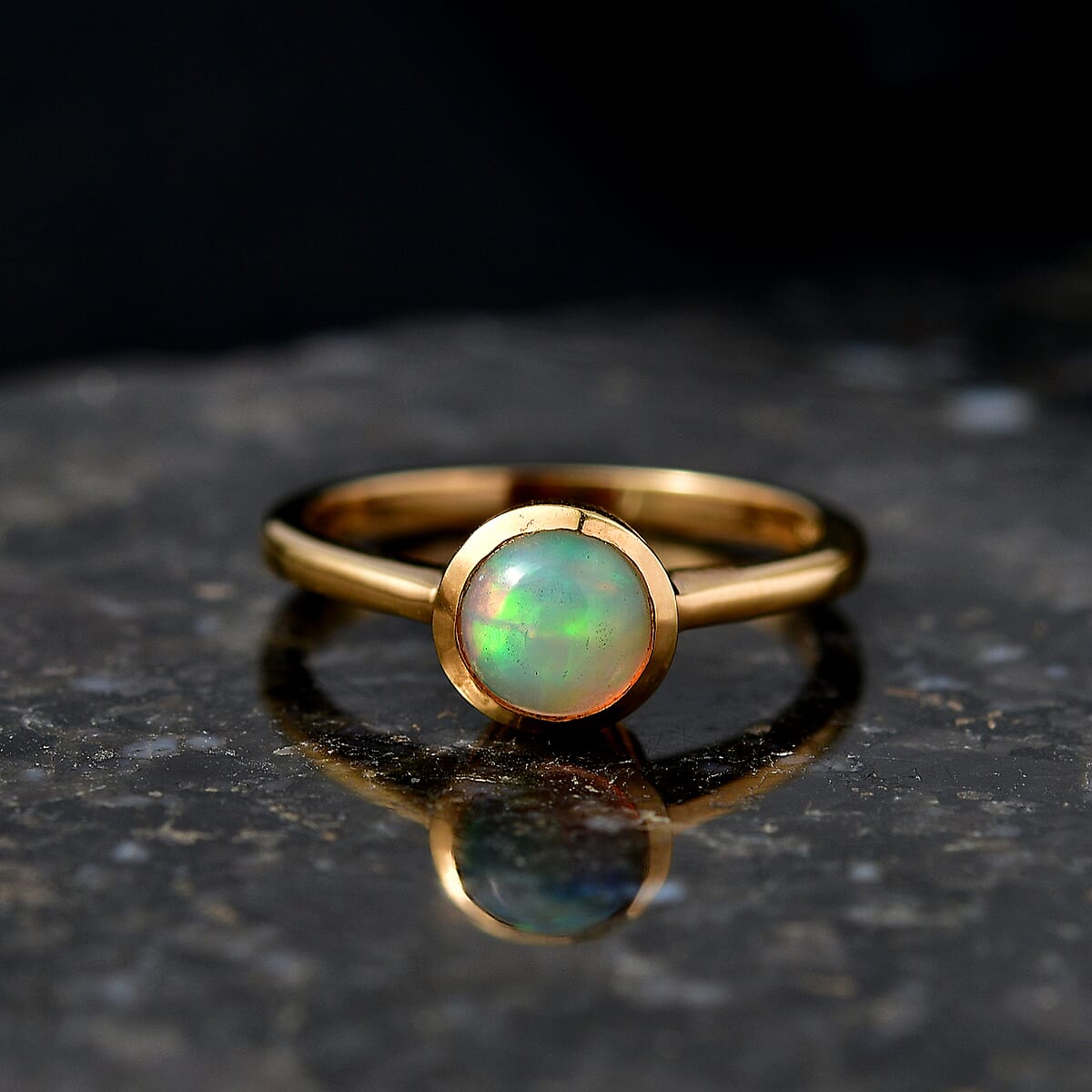D'Joy Premium Ethiopian Welo Opal 0.65 ctw Ring in 18K Vermeil Yellow Gold Over Sterling Silver (Size 7.0) image number 1