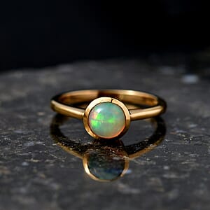D'Joy Premium Ethiopian Welo Opal 0.65 ctw Ring in 18K Vermeil Yellow Gold Over Sterling Silver (Size 7.0)