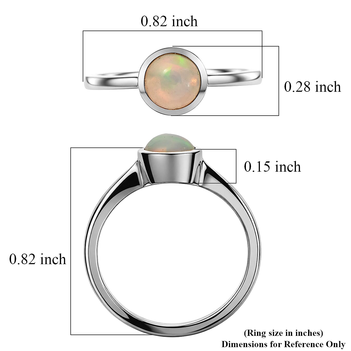 D'Joy Premium Ethiopian Welo Opal 0.65 ctw Ring in Rhodium Over Sterling Silver (Size 7.0)