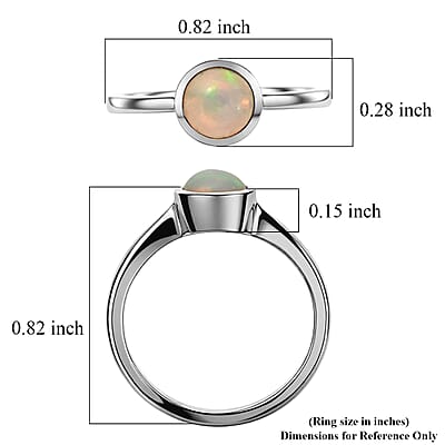 D'Joy Premium Ethiopian Welo Opal 0.65 ctw Ring in Rhodium Over Sterling Silver (Size 7.0)