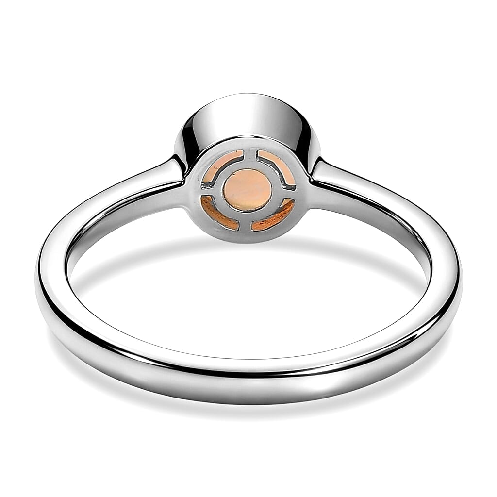 D'Joy Premium Ethiopian Welo Opal 0.65 ctw Ring in Rhodium Over Sterling Silver (Size 9.0)