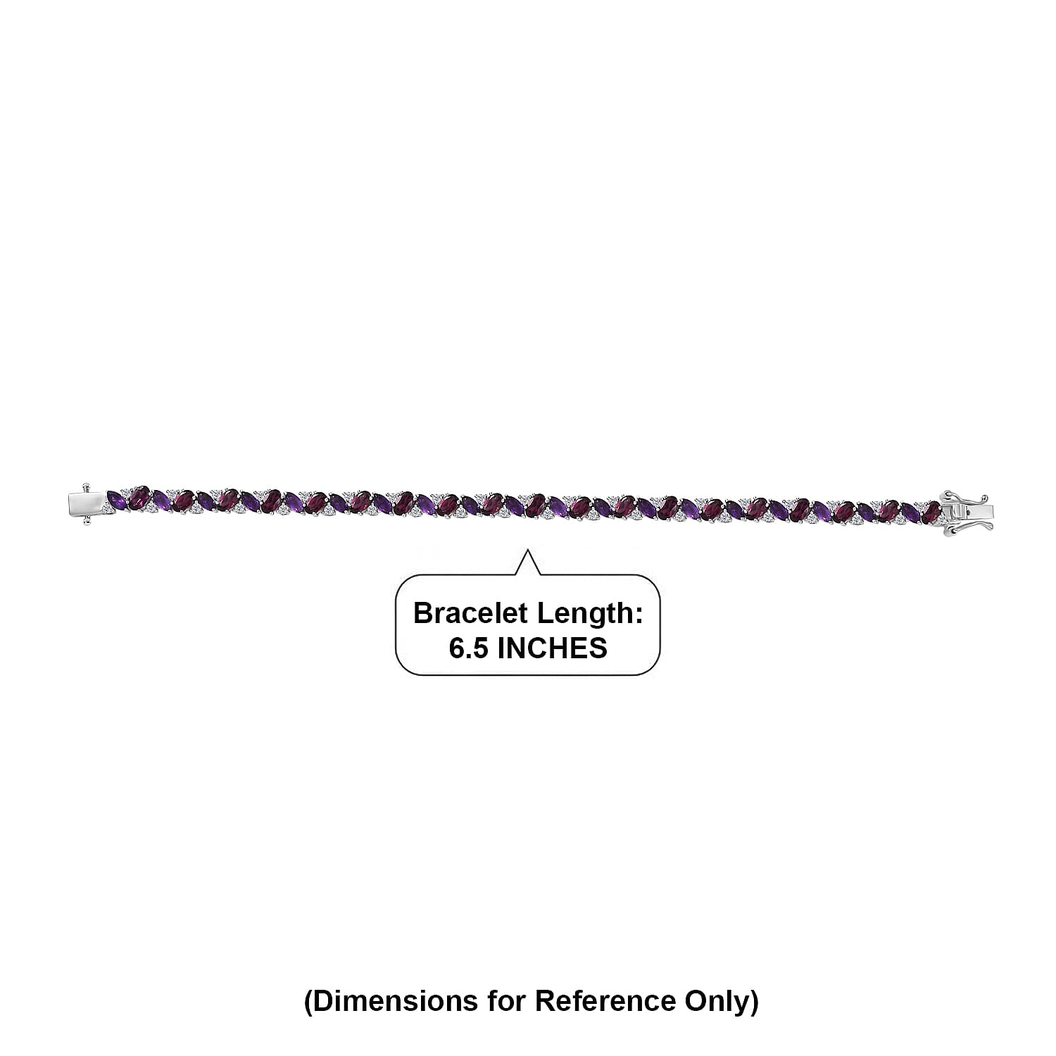 D'Joy Orissa Rhodolite Garnet and Multi Gemstone 10.25 ctw Evening Harmony Line Bracelet in Rhodium Over Sterling Silver (6.50 In)