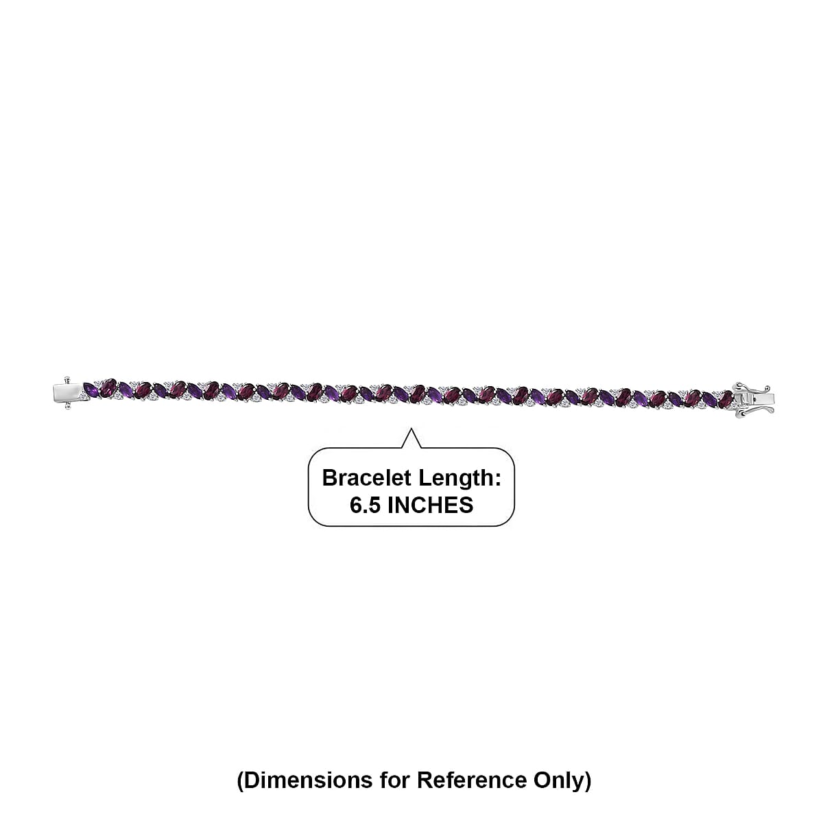D'Joy Orissa Rhodolite Garnet and Multi Gemstone 10.25 ctw Evening Harmony Line Bracelet in Rhodium Over Sterling Silver (6.50 In) image number 4