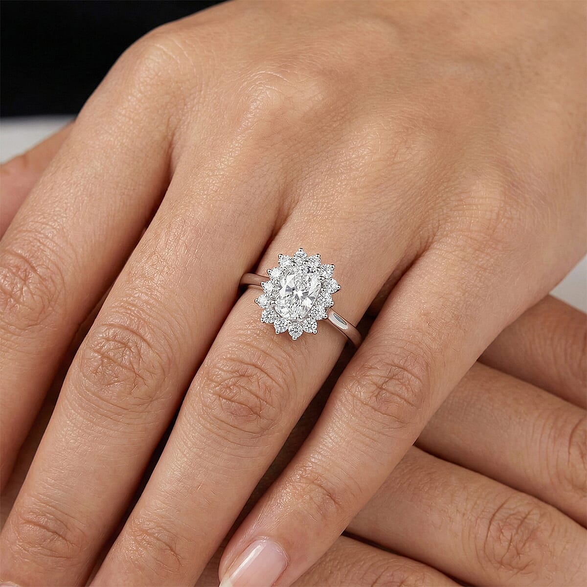 Luxuriant Lab Grown Diamond G VVS 1.50 ctw Ring in Rhodium Over Sterling Silver (Size 10.0) image number 2