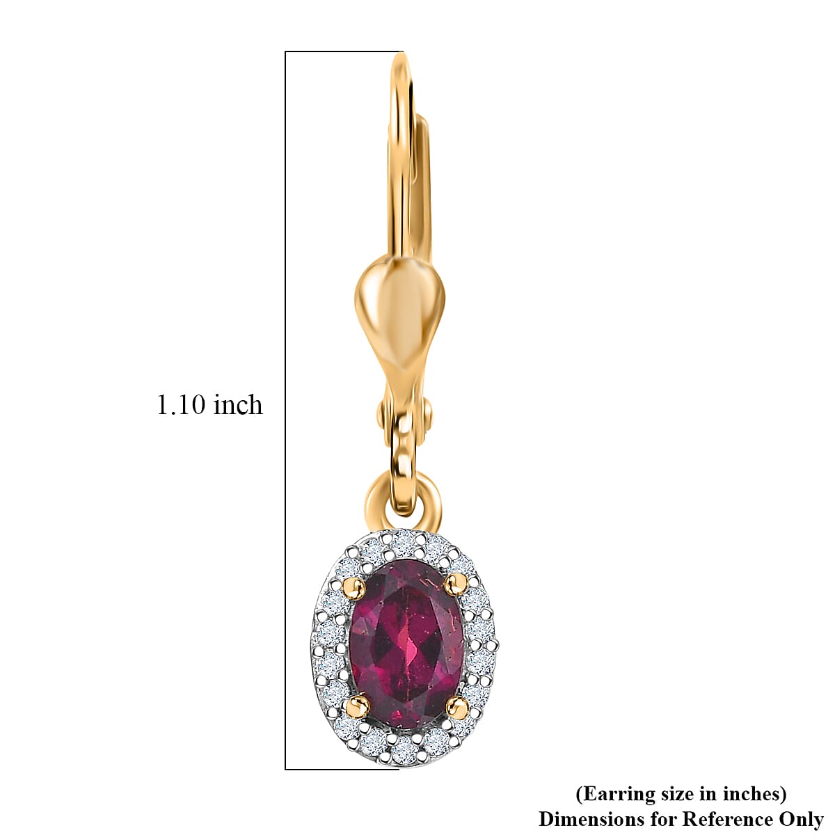 D'Joy Premium Orissa Rhodolite Garnet and White Zircon 0.80 ctw Lever Back Drop Earrings in 18K Vermeil Yellow Gold Over Sterling Silver image number 5
