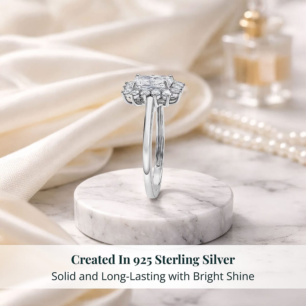 Luxuriant Lab Grown Diamond G VVS 1.50 ctw Ring in Rhodium Over Sterling Silver (Size 7.0) image number 2