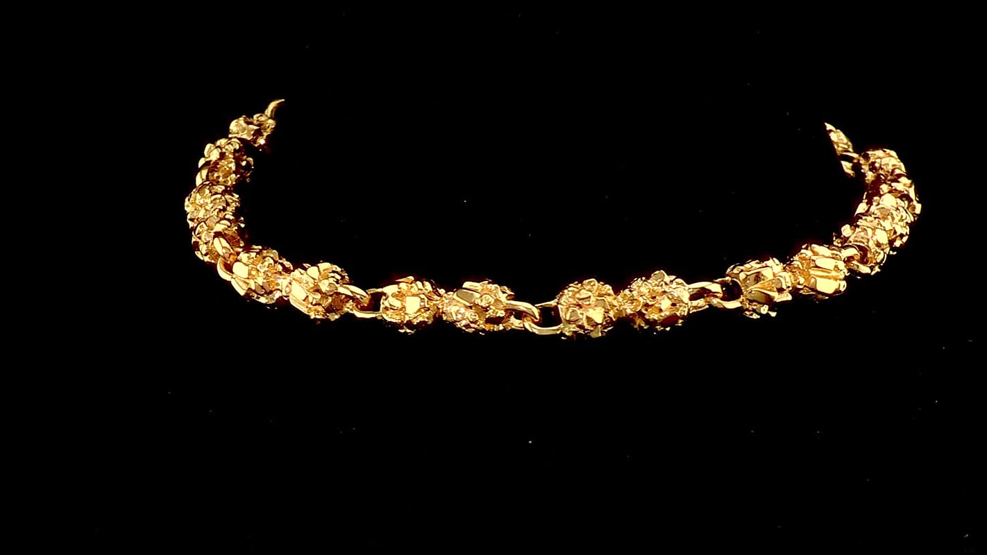 Epic Deal 18K Vermeil YG Over Sterling Silver Nugget Link Men's Bracelet (8.50 In) (21.20 g)