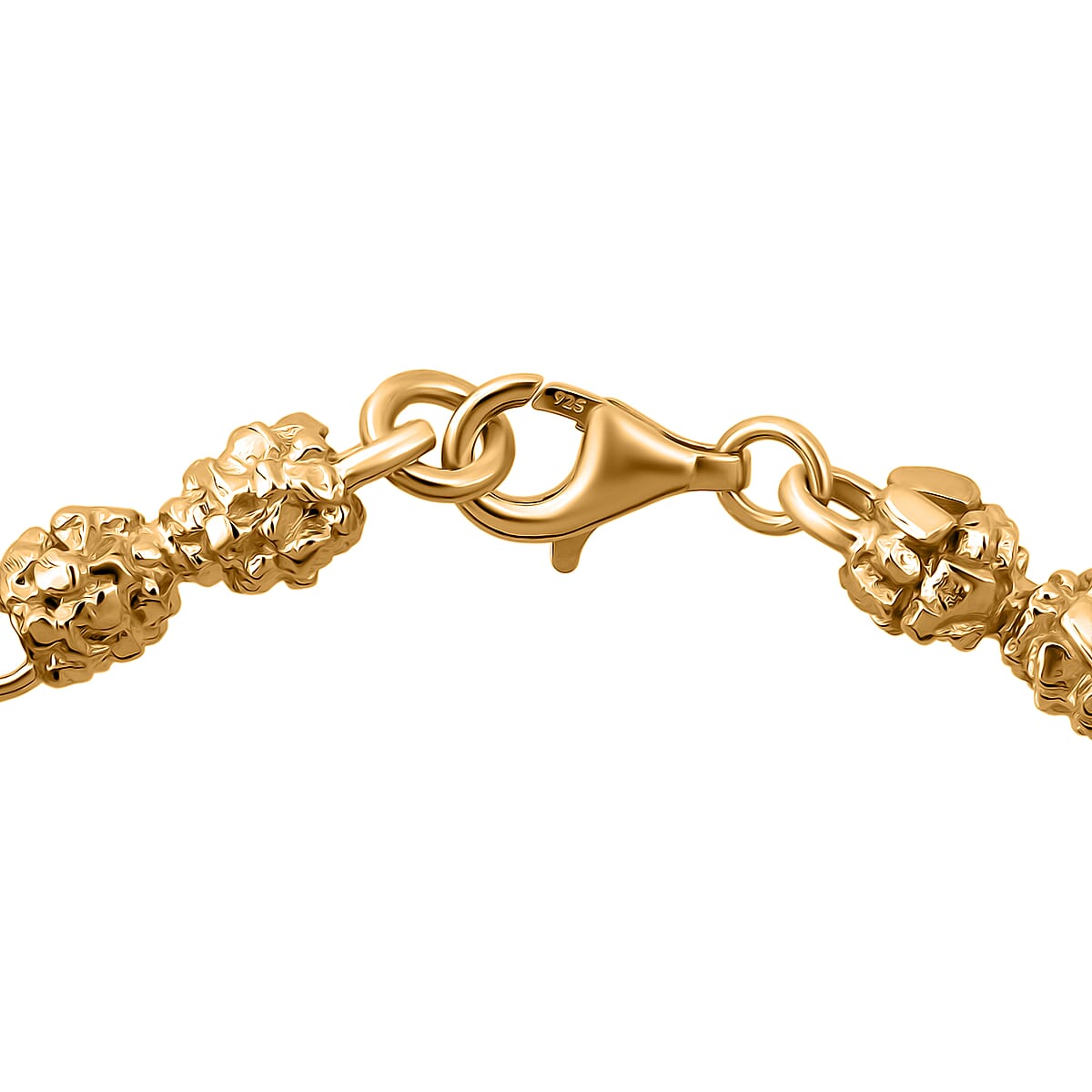 Nugget Link Men's Bracelet in 18K Vermeil Yellow Gold Over Sterling Silver (8.00 In) 19.10 Grams image number 4