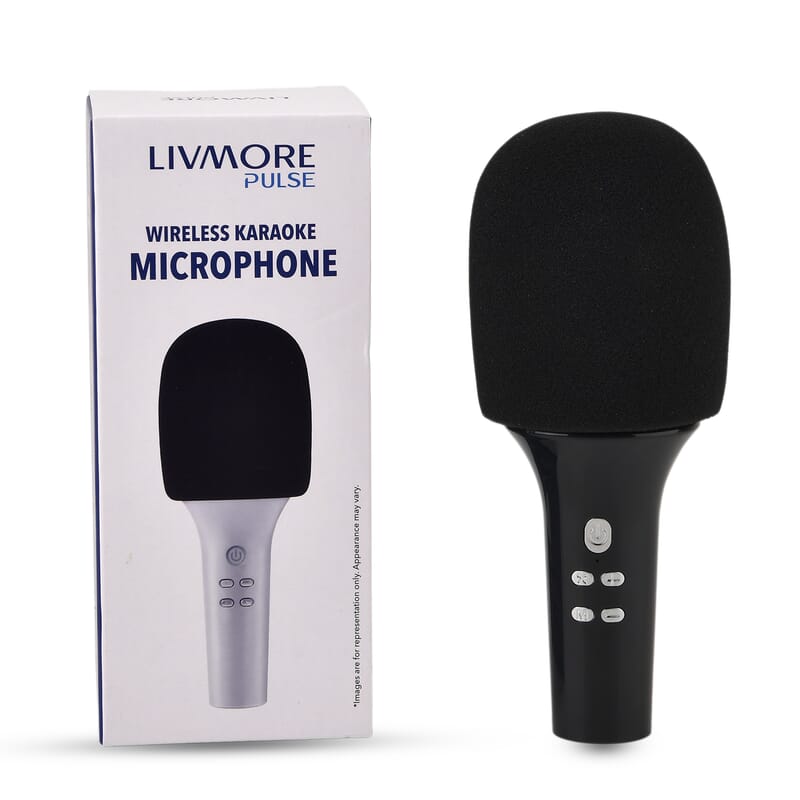 Livmore Black Bluetooth Microphone Speaker with 1200mAh Rechargeable Battery