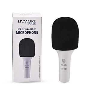 Livemore White Bluetooth Microphone Speaker with 1200mAh Rechargeable Battery