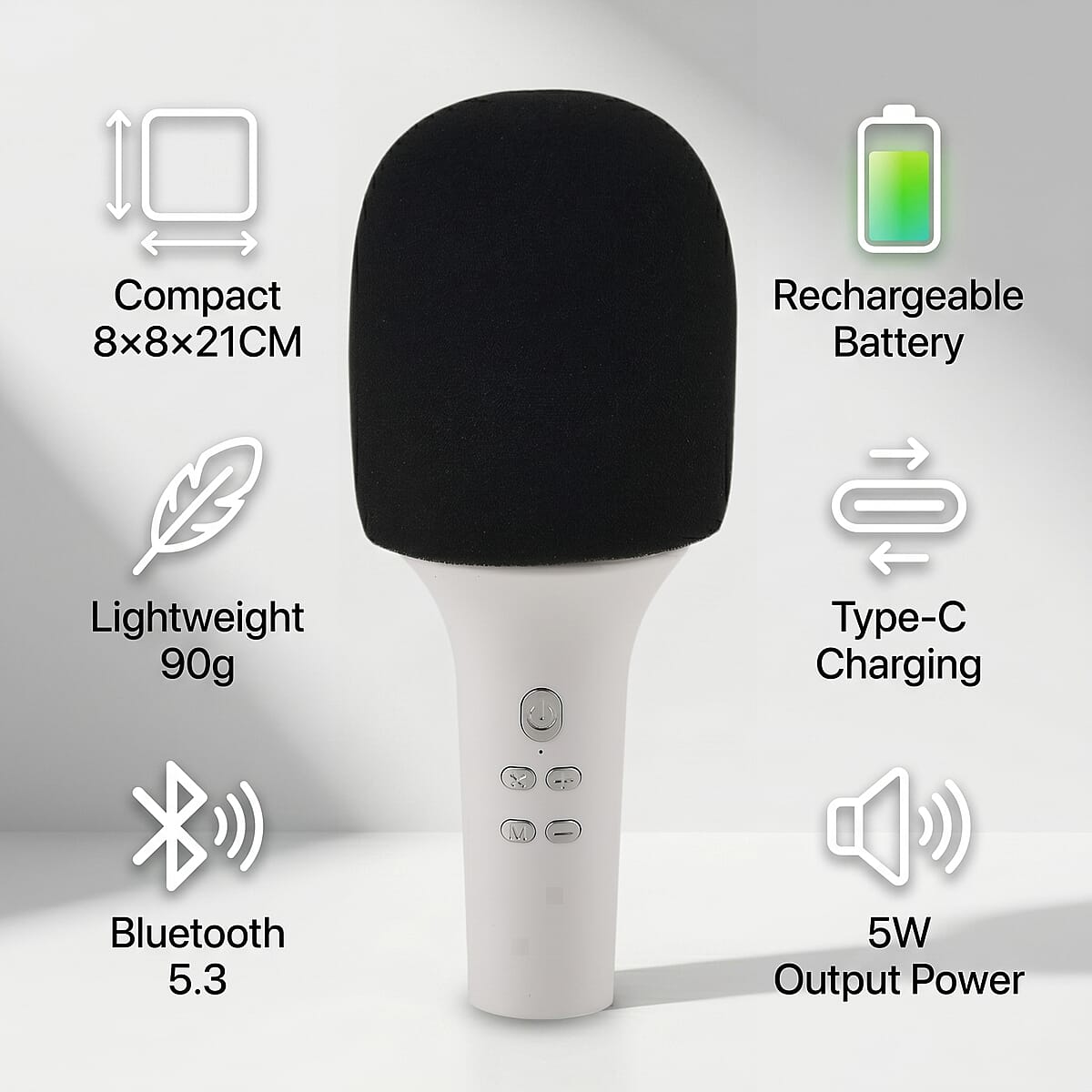 Livemore White Bluetooth Microphone Speaker with 1200mAh Rechargeable Battery image number 10