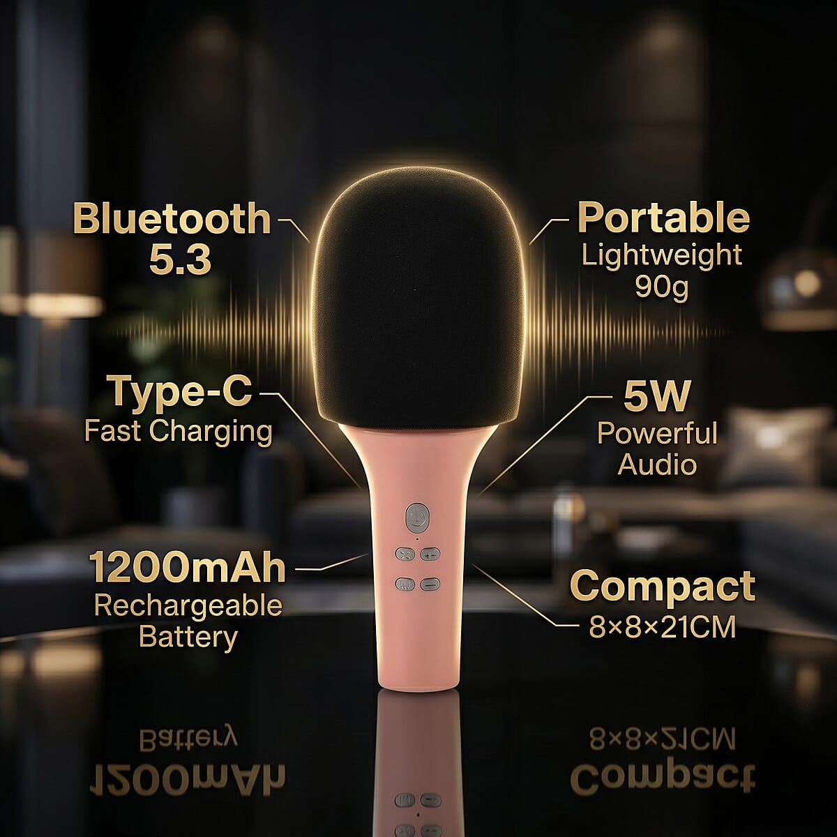 Livemore Pink Bluetooth Microphone Speaker with 1200mAh Rechargeable Battery image number 6
