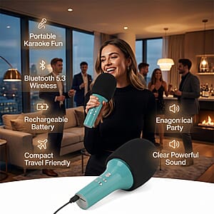 Livemore Light Green Bluetooth Microphone Speaker with 1200mAh Rechargeable Battery
