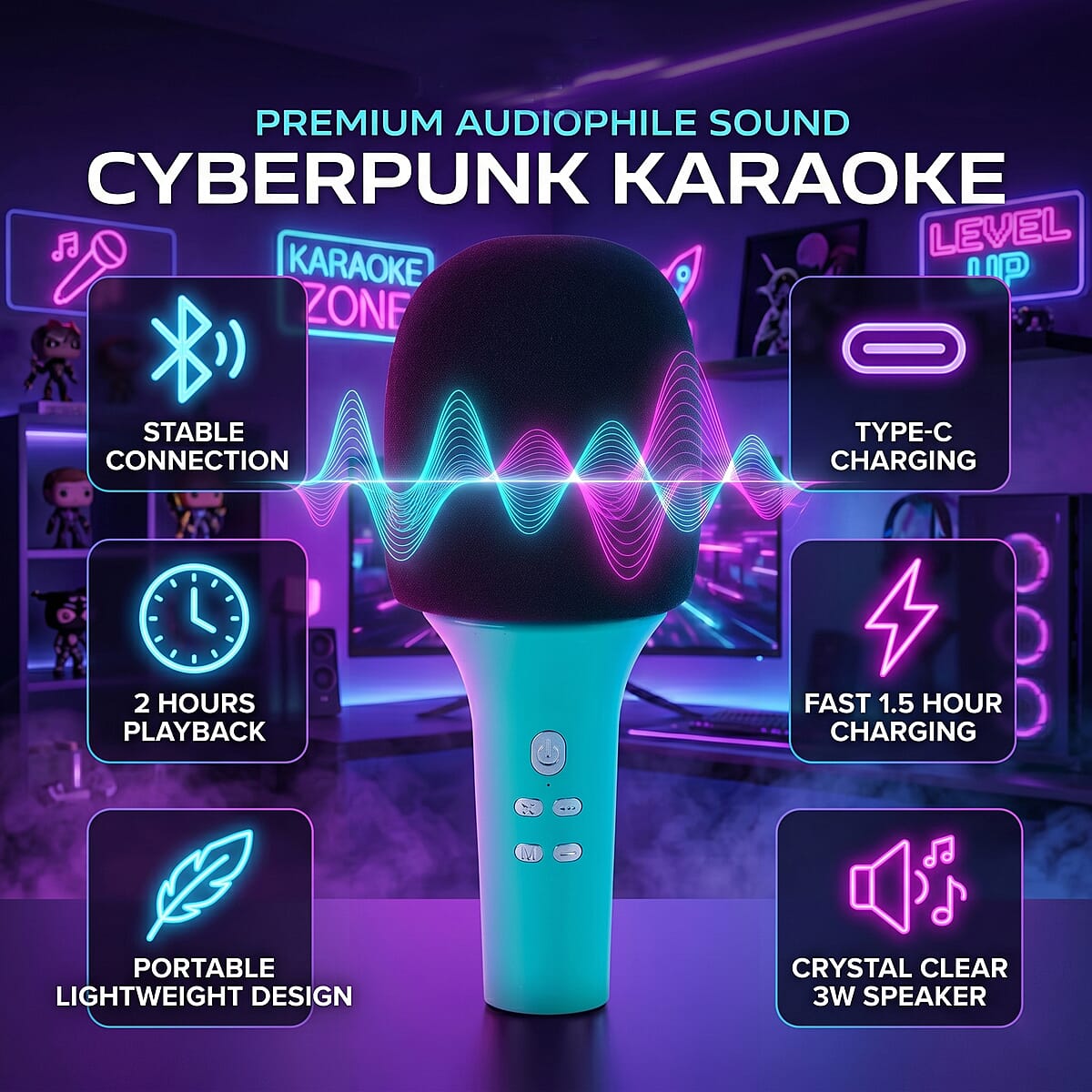 Livemore Light Green Bluetooth Microphone Speaker with 1200mAh Rechargeable Battery image number 4