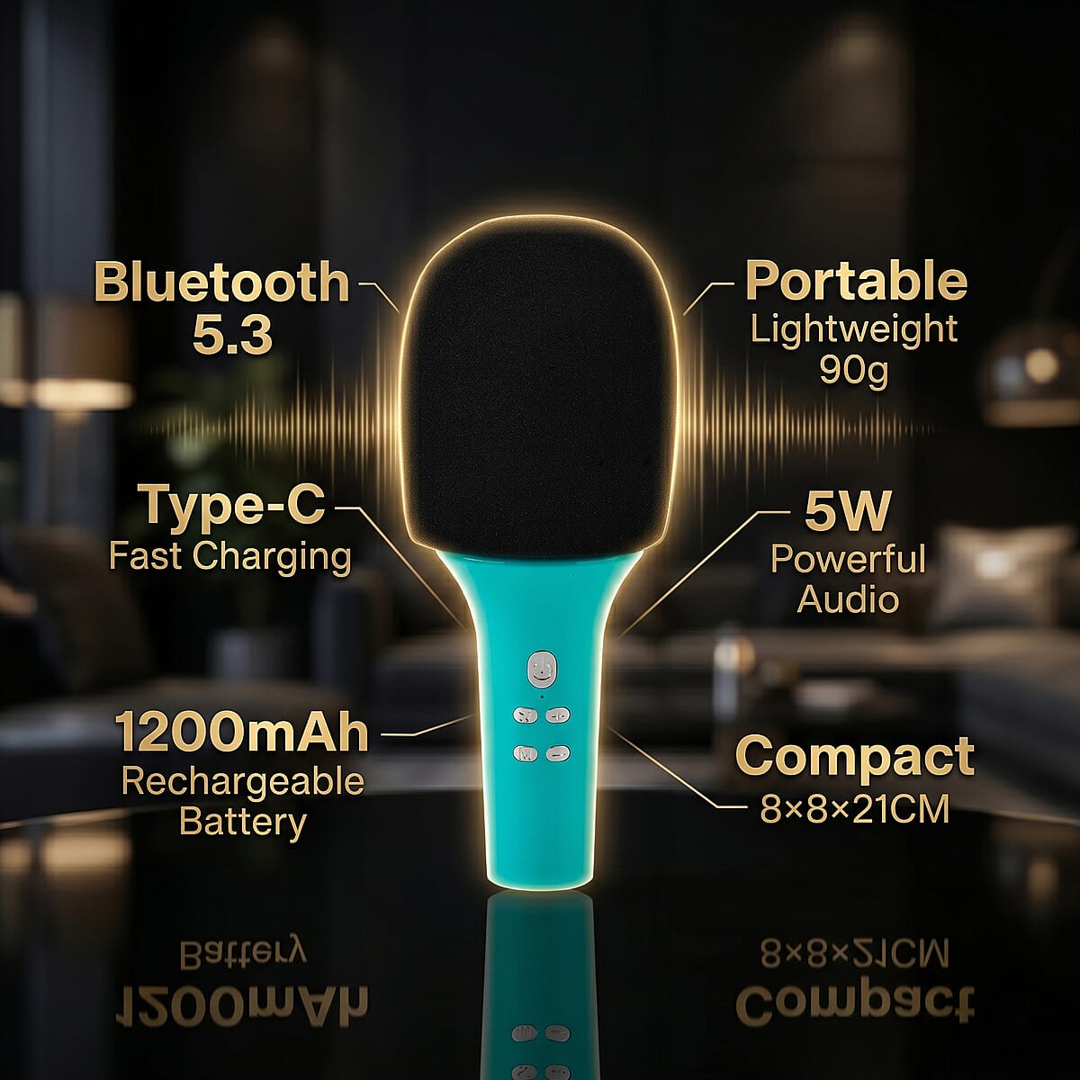 Livemore Light Green Bluetooth Microphone Speaker with 1200mAh Rechargeable Battery image number 6