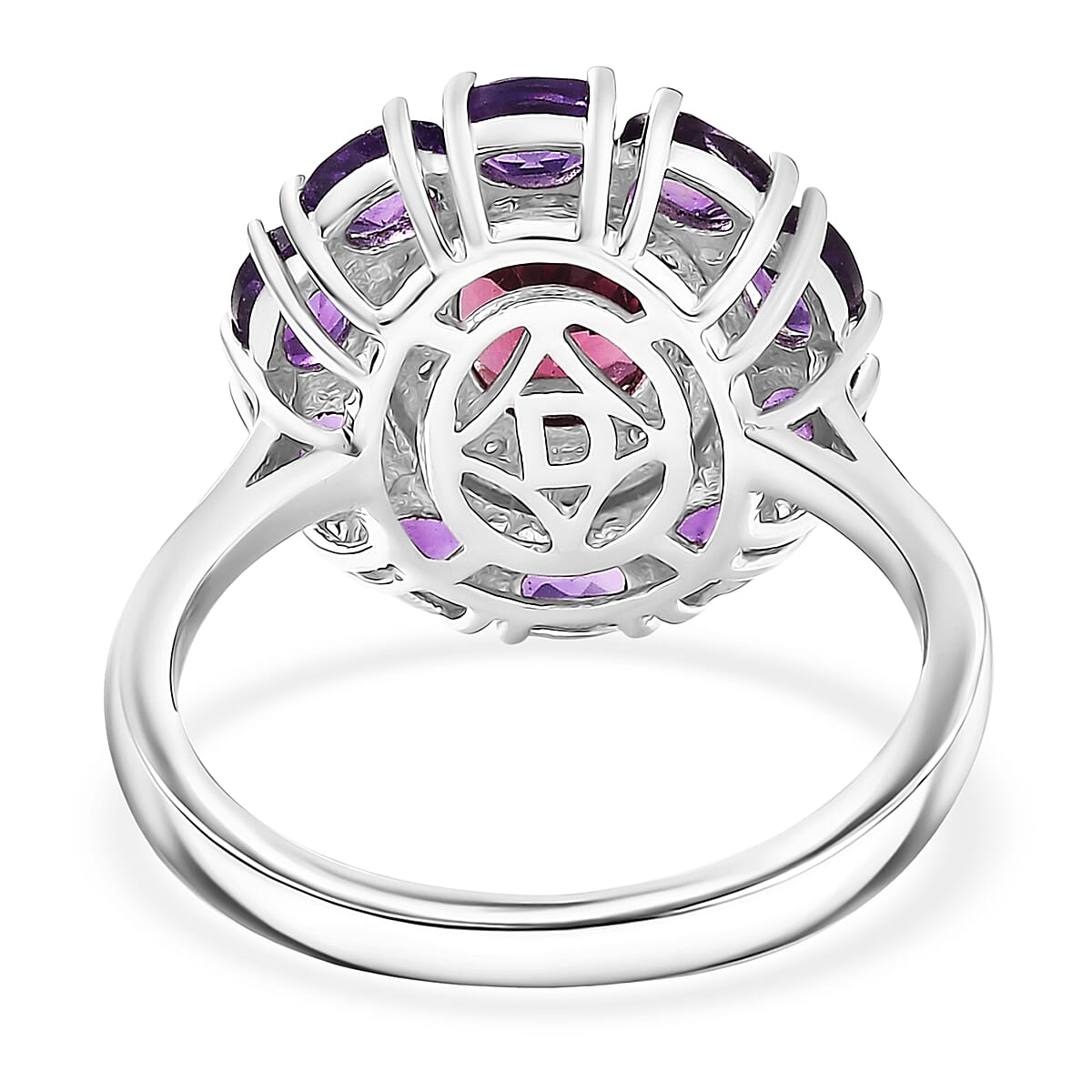D'Joy Premium Orissa Rhodolite Garnet and Multi Gemstone 3.25 ctw Velvet Blossom Ring in Rhodium Over Sterling Silver (Size 10.0) image number 4