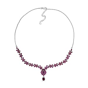 D'Joy Premium Orissa Rhodolite Garnet 17.00 ctw Vine Necklace in Rhodium Over Sterling Silver 18-20 Inches 