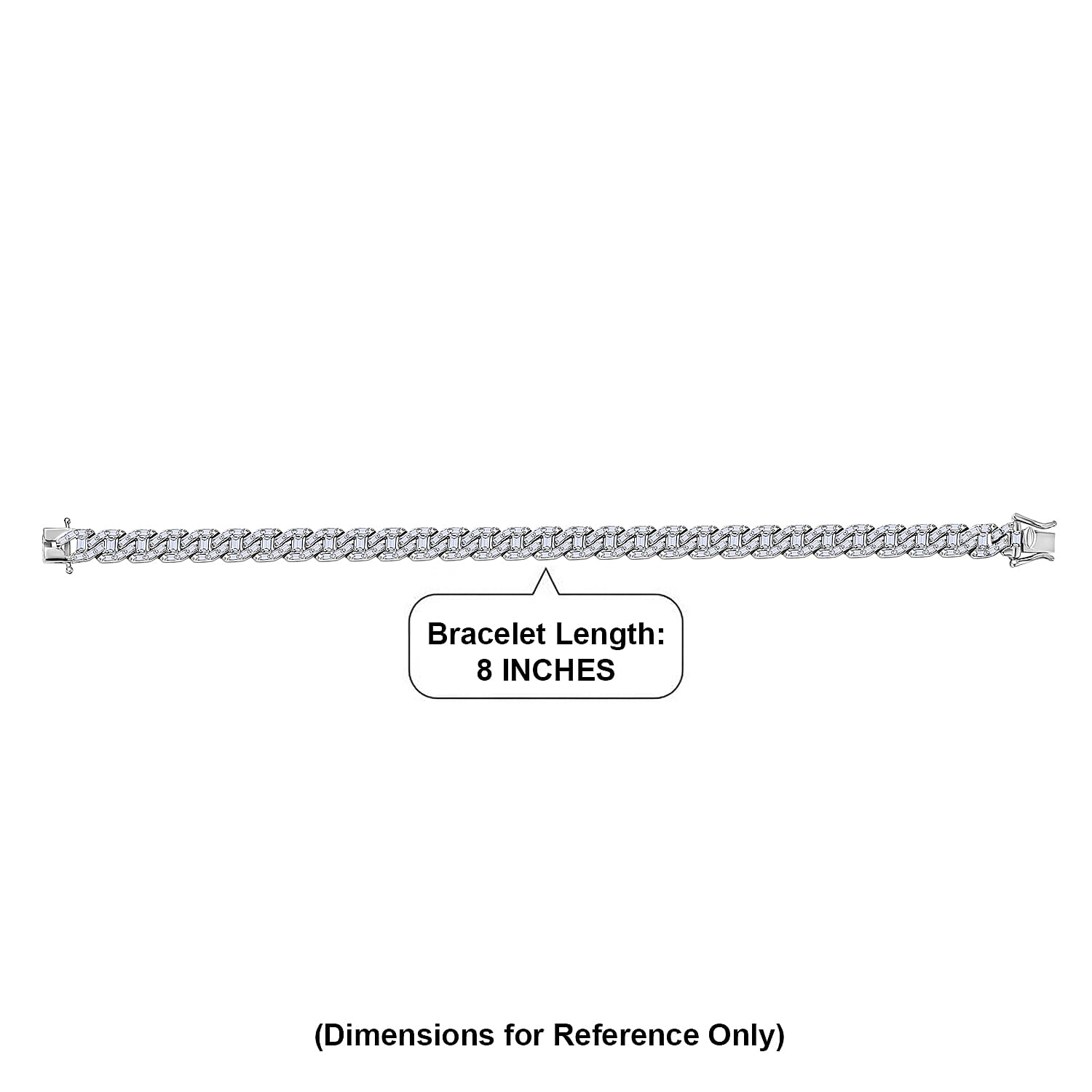 D'Joy Moissanite 4.35 ctw Cuban Chain Men's Bracelet in Rhodium Over Sterling Silver (8.00 In)