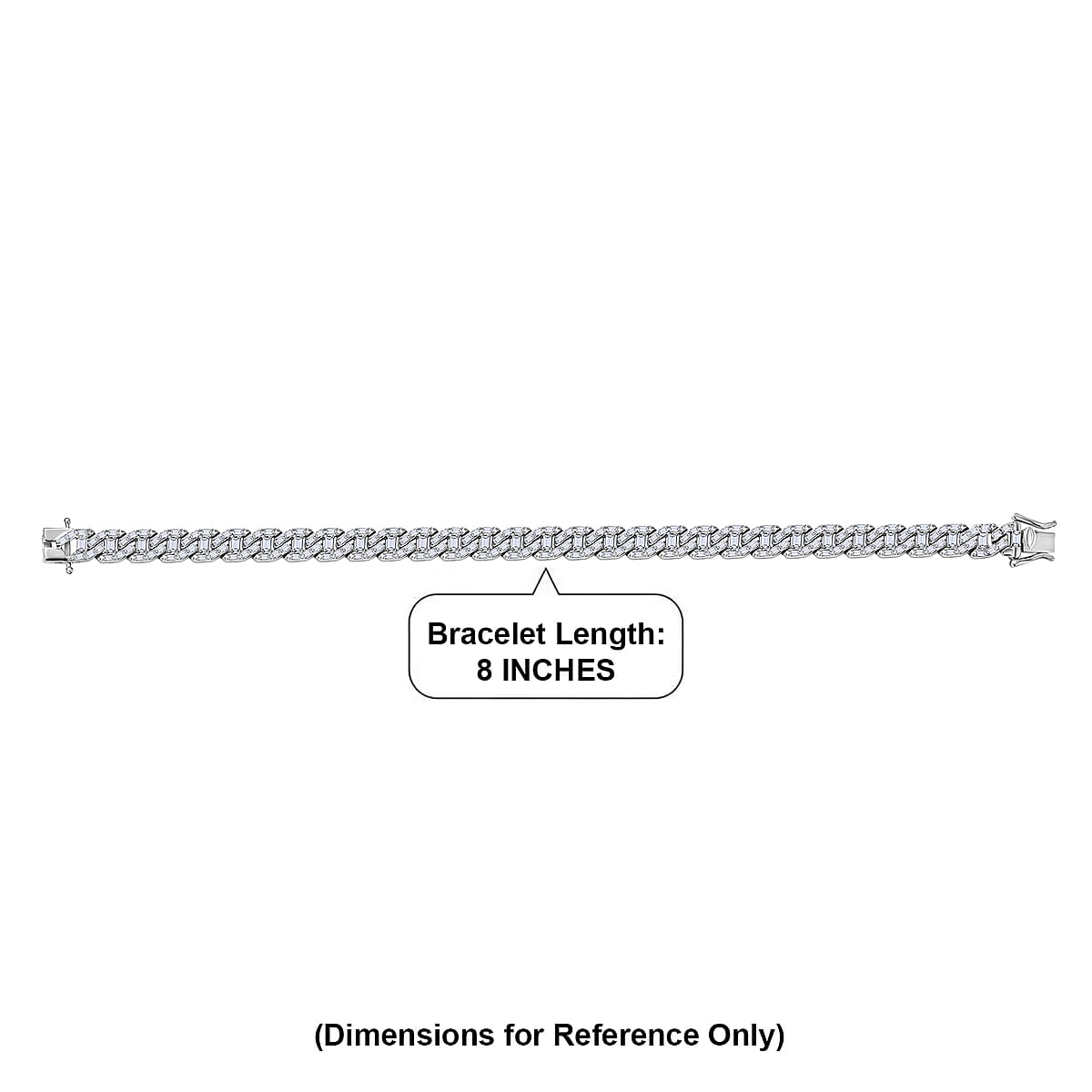 D'Joy Moissanite 4.35 ctw Cuban Chain Men's Bracelet in Rhodium Over Sterling Silver (8.00 In) image number 4