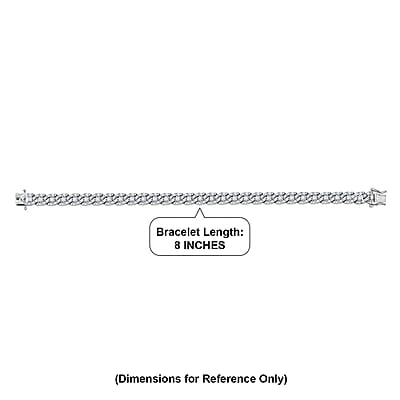 D'Joy Moissanite 4.35 ctw Cuban Chain Men's Bracelet in Rhodium Over Sterling Silver (8.00 In)