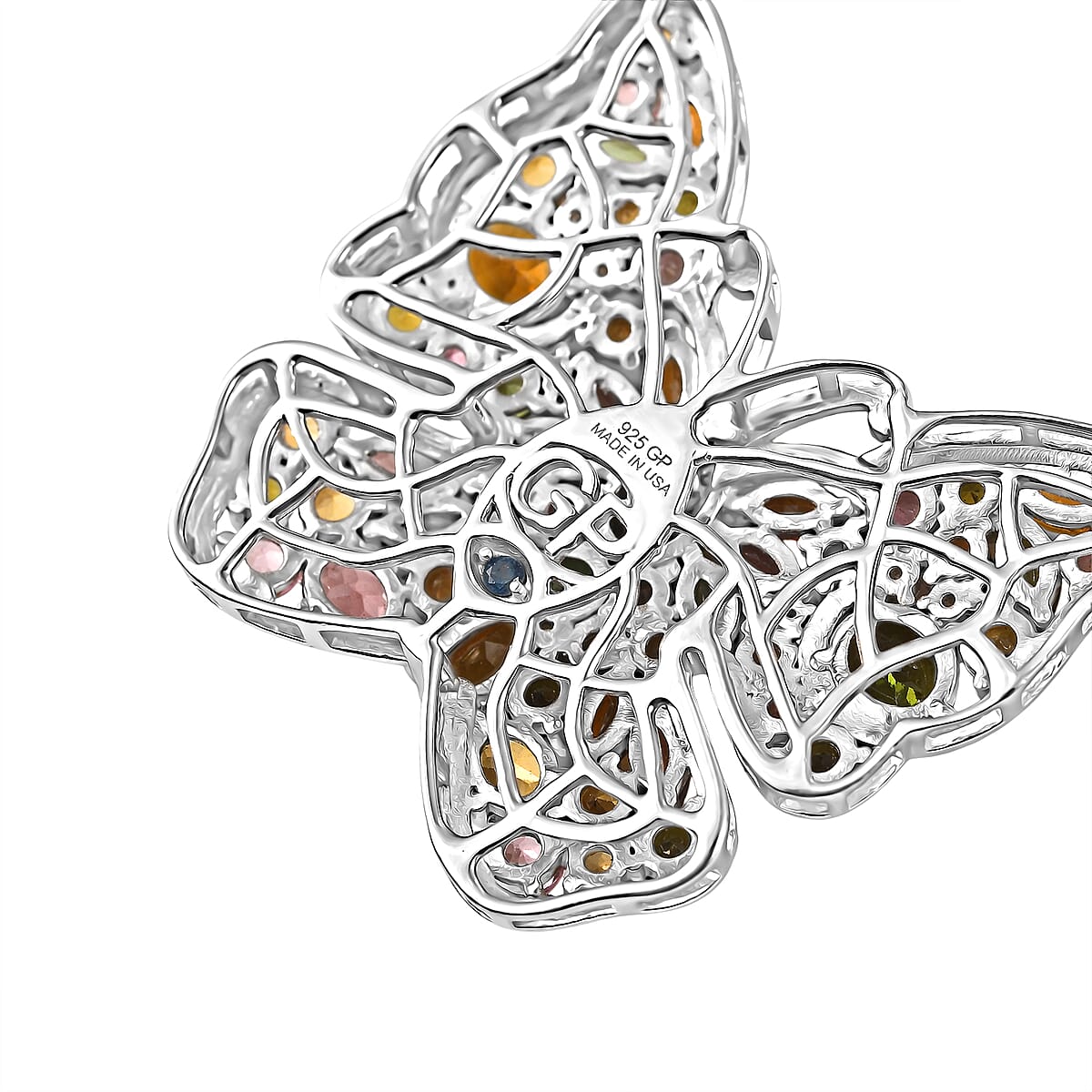 GP Multi-Tourmaline and Multi Gemstone 5.85 ctw Necklace in Rhodium Over Sterling Silver 18-20 Inches image number 5