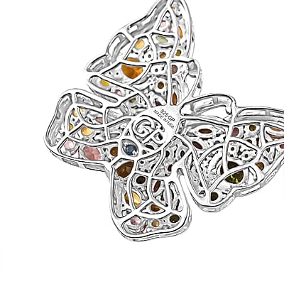 GP Italian Garden Collection Multi-Tourmaline and Multi Gemstone 5.85 ctw Necklace in Rhodium Over Sterling Silver 18-20 Inches