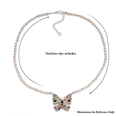GP Italian Garden Collection Multi-Tourmaline and Multi Gemstone 5.85 ctw Necklace in Rhodium Over Sterling Silver 18-20 Inches