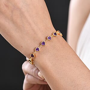 EverTrue African Amethyst 4.65 ctw Amour Bracelet in 18K YG Plated with ION Plated YG Stainless Steel (7.25-8.25In)