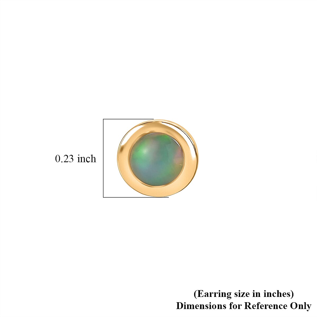 D'Joy Poke Free Premium Ethiopian Welo Opal 0.30 ctw Solitaire Stud Earrings in 18K Vermeil Yellow Gold Over Sterling Silver