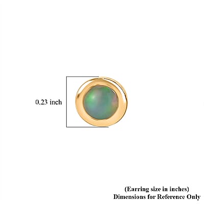 D'Joy Poke Free Premium Ethiopian Welo Opal 0.30 ctw Solitaire Stud Earrings in 18K Vermeil Yellow Gold Over Sterling Silver