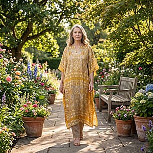 Winlar Gold Multi Print Long Kaftan - One Size Fits Most