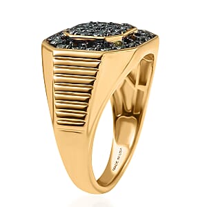 Luxuriant Lab Grown Green Diamond (IR) (SI) 1.35 ctw Men's Ring in 18K Vermeil Yellow Gold Over Sterling Silver (Size 10.0)