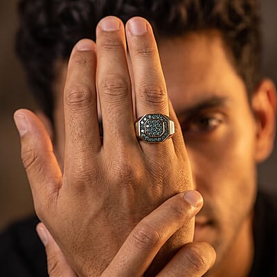 Luxuriant Lab Grown Green Diamond (IR) (SI) 1.35 ctw Men's Ring in 18K Vermeil Yellow Gold Over Sterling Silver (Size 10.0)