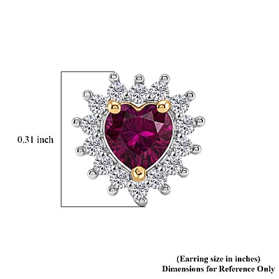 D'Joy Premium Orissa Rhodolite Garnet and White Zircon 0.90 ctw Blush Fire Studs Earrings in 18K Vermeil Yellow Gold and Rhodium Over Sterling Silver